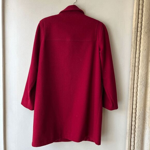 VTG Talbots Red Wool Duffle Coat Horn Toggle Jacket Lined Size M - Picture 9 of 10